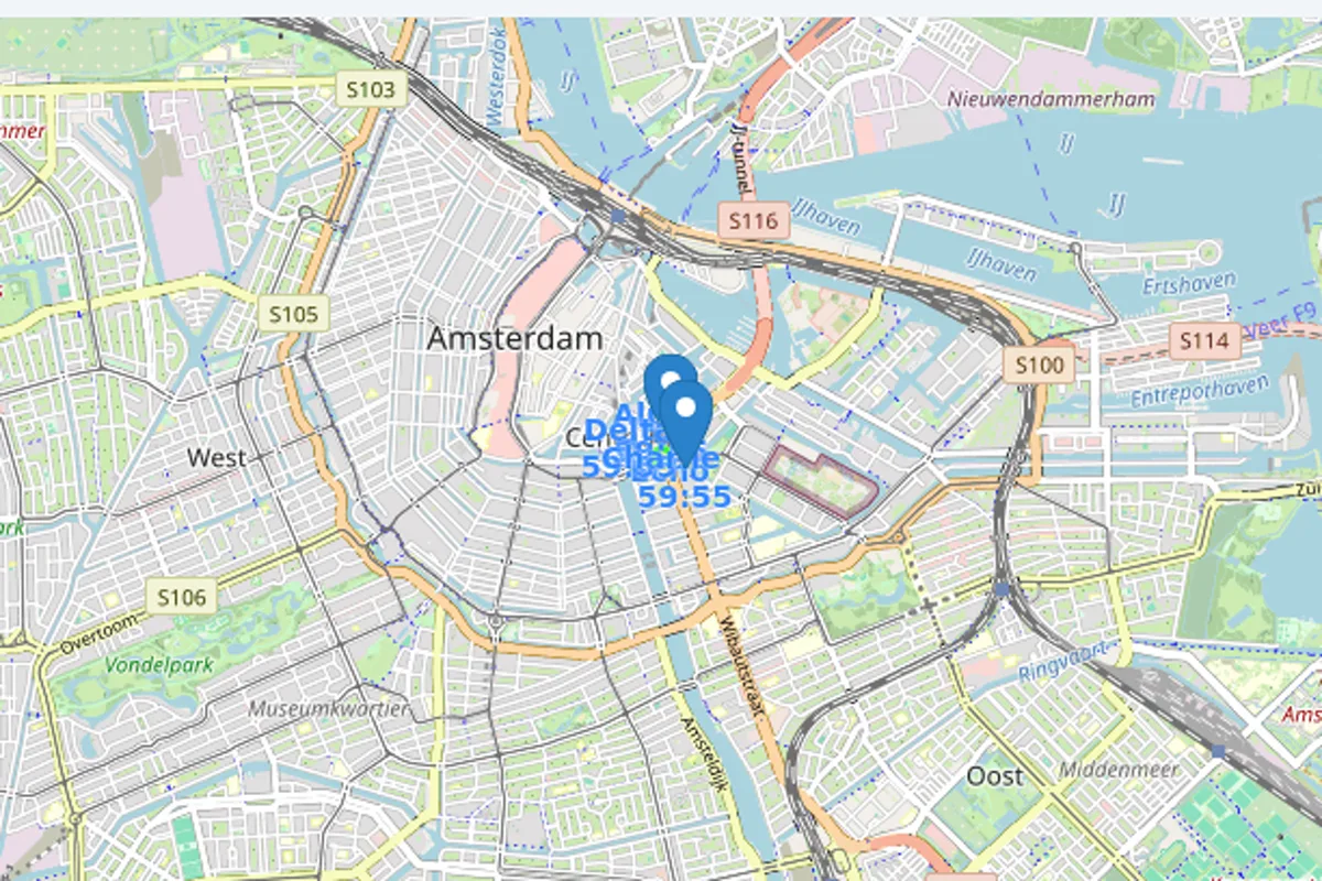 PointRush-kaart met interactieve routepunten
